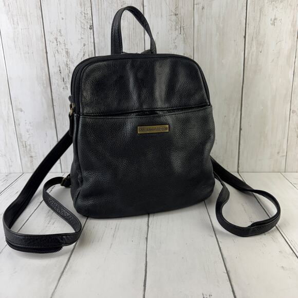 VTG Etienne Aigner Black Pebbled Leather Backpack Shoulder Bag Sling Convertible main image 9